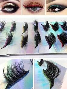 Eyeliner & Thick Curling False Eyelash Stickers - Multicolor - View 5