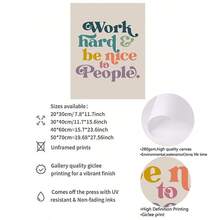 1 件/套现代努力工作，善待他人壁画，积极名言励志帆布海报和印刷品，复古帆布墙面艺术装饰，家庭办公室，理想的礼物墙面艺术，无框架 - 彩色 - 查看 9