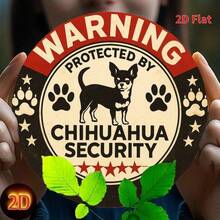 1 Stück witziges "Beschützt von Chihuahua" Metallschild - Vintage Haustier Dekoration, roter Rand, abgerundetes Design - geeignet für Haustür, Wohnzimmer, Schlafzimmer, Veranda - keine Elektrizität nötig, einfach aufzuhängen - ideales Einweihungsgeschenk für Hundeliebhaber, humorvolle Heimdekoration, verspielter Stil, Wandkunst, strukturierte Oberfläche, 2D flach, perfekte Raumdekoration