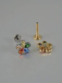 1PC G23 Solid Titanium Cz Flower Cartilage Earrings Stud 16G Internal Threaded Marquise Zirconia Helix Ear Tragus Piercing Body Jewelry