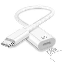 USB-C 转 Apple Lightning 端口适配器，带编织尼龙线，兼容 17/Air/17 Pro/17 Pro Max 和 16 15 Pro Max Pluuauawei - 白色 - 查看 7
