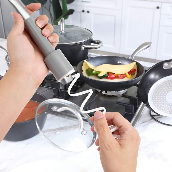 2 piezas Cubiertas de silicona aislantes del calor para manijas de ollas, Mangas aislantes de silicona antideslizantes para manijas de sartenes de hierro fundido de 8.1 X 1.8 pulgadas (Gris)