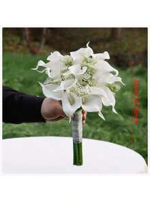 马蹄莲花束、新娘抛花、伴娘花束、婚礼花卉中心装饰、家居周年纪念装饰、婚礼摄影道具 - 白色 - 查看 6