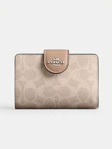 Coach 中号标志性帆布按扣拉链转角钱包 - 柔和淡色 - 查看 2