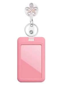 1pc Flower Nurse Retractable Badge Reel With ID Card Holder Key Ring Cute Rhinestone Teacher Badge Reel For Keys Keychain The Best Great Gift For Doctor Nurse Teacher Student Office Worker For Women Money Wallet Mini Wallet Purse Wallet Card Wallet