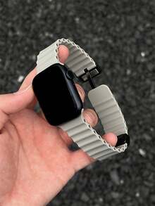 1件液態矽膠磁吸運動手錶錶帶，兼容 42mm、38mm、40mm、41mm、44mm、45mm、46mm、49mm，時尚智慧手錶替換錶帶，適用於 Ultra2、Ultra SE2、SE 11、10、9、8、7、6、5、4、3、2、1 系列，中性款，酒紅色，可用作學生返校禮物 - 灰色 - 查看 7
