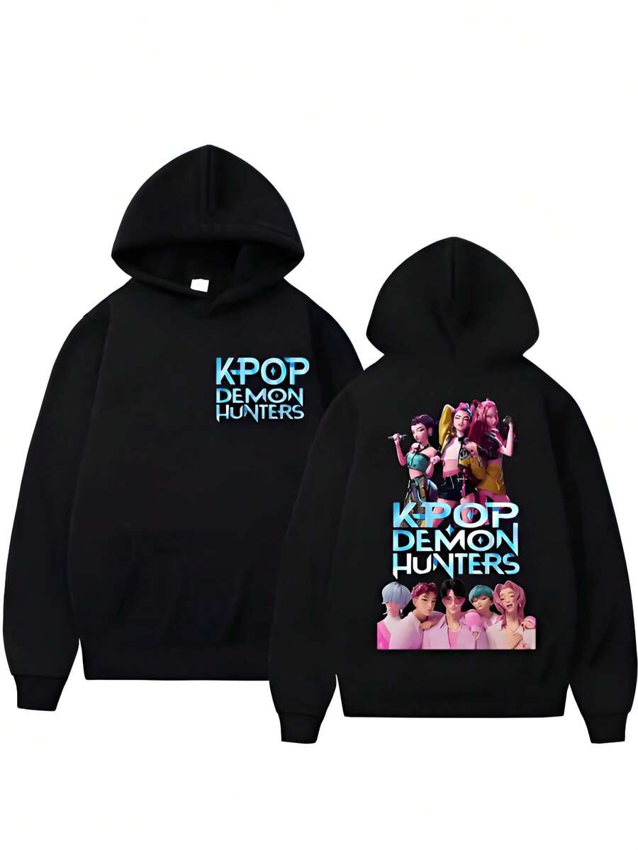 KPop Anime Demon Hunters Rumi Mira Zoey  Hoodies Men Women Fashion Oversized Sweatshirt Fleece Warm Casual Long Sleeve