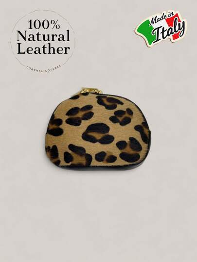 Women's Genuine Leather Coin Purse, Card Holder, And Small Zip-Around Wallet. Decorated With Plush, Leopard, And Zebra Prints, This Stylish And Practical Wallet Features Leopard And Plush Prints For A Sleek And Modern Look. It Also Includes A Small Genuine Cowhide Wallet. Its Finish Is Animal Hide.
