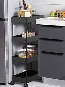 Carrito Organizador Estilo Minimalista  4 Niveles con Gran Capacidad - Negro - Ver 4
