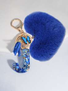 Chaveiro com Letra de A a Z, Chaveiro de Resina com Coração Azul e Bola de Pelúcia Azul, Design de Coração, Pingente de Corrente, Decoração Pendente para Mochila, Decoração Pendente para Carro, Presente para Mulheres e Meninas, Presente do Dia dos Namorados, Pingente de Bolsa, Natal, Presente de Festa de Halloween, Leve e Durável - Ideal para Mulheres e Meninas, Transporte, Estudo, Férias, Piquenique, Camping, Atividades na Praia - Presente Perfeito para Dia das Mães, Amizade, Aniversário - Multicolorido - Visão 18