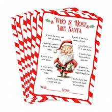 圣诞节谁最像圣诞老人游戏卡，圣诞派对游戏，节日庆祝游戏，圣诞节琐事卡 - 彩色 - 查看 2