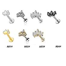 ADYJELY 1 pezzo Piercing per il naso in acciaio inossidabile ipoallergenico, orecchino a perno per cartilagine 16G 8mm, anello per labbro a forma di zampa di cane placcato in oro 18K, piercing per elice con filettatura interna, decorazione per orecchie, tragus, adatto per donne e uomini