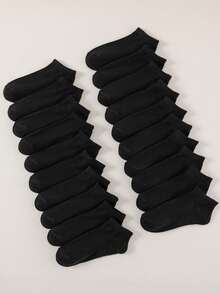 20pairs Solid Ankle Socks - Black - View 5