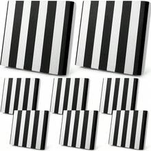 Newwiee 8pcs Patio Stretch Cushion Covers Stripe Outdoor Cushion Covers Replacement Patio Furniture Couch Slipcover Sofa Chair Seat, Thin Fabric Breathable Soft Flexibility Protector(Black White)