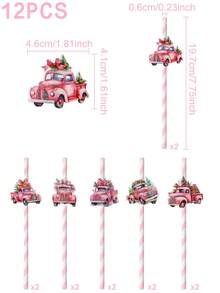 12pcs Christmas Paper Straws,Christmas Striped Straws,Truck Santa Claus Gingerbread Man Cards Decor Straws,Merry Christmas Theme Disposable Tableware,Daily Drinking And Crafts,Christmas Party Decorations For Home 2025,Christmas Table Dining Room Bottle Decor, Christmas Ornaments,Christmas Table Center Decoration,Christmas Gifts,Party Favors,Happy New Year Gifts