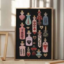 1pc Witchy Potion Bottle Wall Art Esoteric Occult Poster Gothic Dark Academia Decor Surreal Canvas Print Pink Magic Art Alternative Maximalist Painting Picture Home Decor, Mystical Moon Goddess Wall Art Poster Occult Celestial Crow Decor Surreal Canvas Print Preppy Pink Aesthetic Folk Magic Wall Art