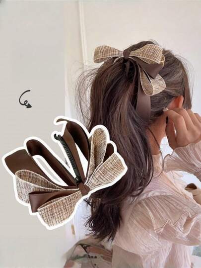 1pc Fashion Bow Banana Clip Vertical Ponytail Holder Hair Accessory