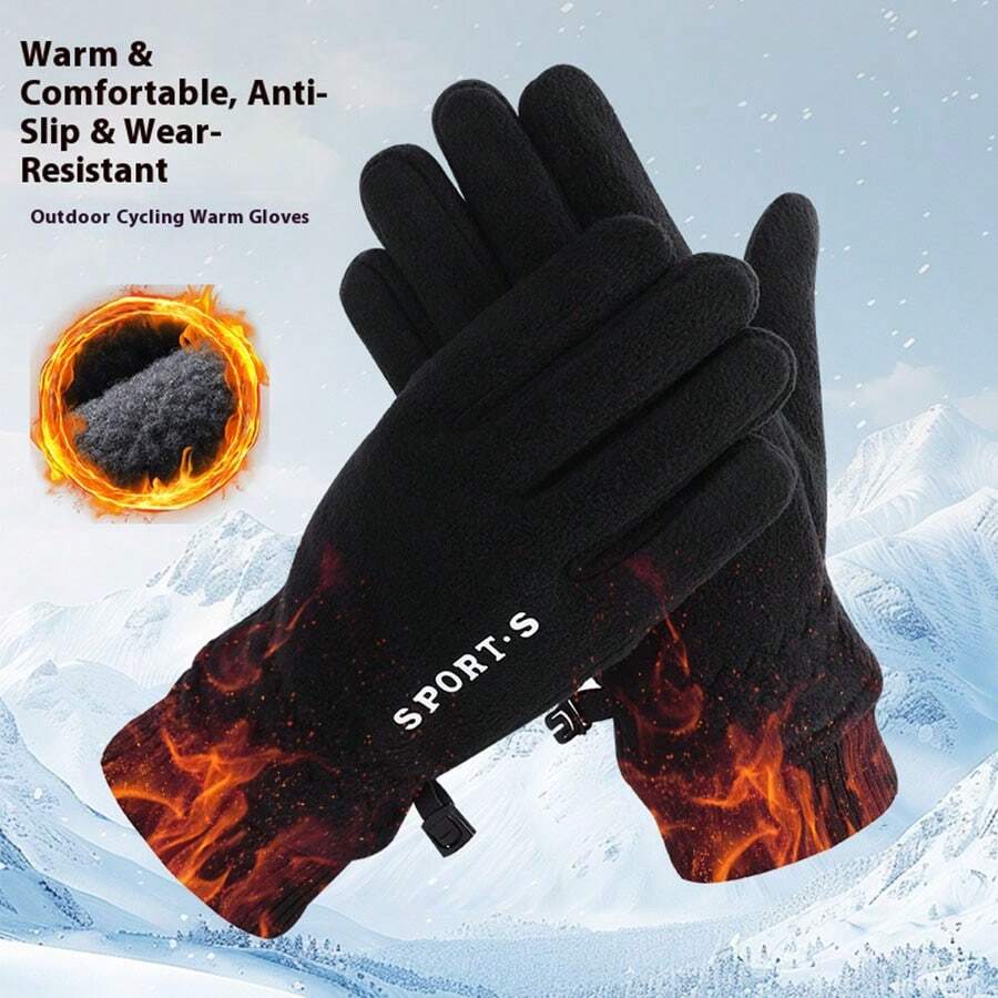 1pc Plush Touchscreen Gloves, Unisex Autumn/Winter New Warm Thickened Anti-Slip Gloves - Suitable For Cold Weather Activities, Outdoor Sports And Daily Use
