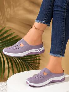 2025春秋新款北京布鞋，厚底镂空凉鞋，软底舒适步行鞋，百搭时尚，舒适不伤脚 - 淡紫色 - 查看 4