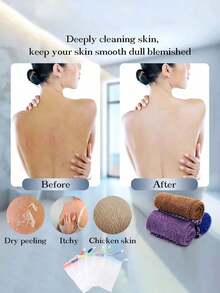 1 件非洲网状去角质背部长网浴擦洗毛巾套装，双面温和，粗糙去角质，有效身体磨砂，淋浴时使用背部磨砂膏，优质网状材料，方便的绑带毛巾设计，丝瓜络毛巾，使皮肤光滑的身体海绵，非常适合日常使用浴室装饰秋季装饰返校