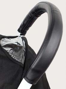1pc Baby Stroller Handlebar Cover, Removable & Washable Zipper Handle Grip - Black - View 2