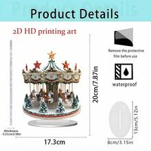 1 Stück neue Weihnachts-Heimdekoration Tischaufsteller. Dieser 2D Acryl Weihnachtsbaum Karussell-Ständer ist perfekt zum Verschenken, für die Heimdekoration und als Neujahrsgeschenk. Er eignet sich hervorragend für Wohnzimmer und andere Räume. Er beinhaltet auch Weihnachtsmann, Elch und Schlitten Ornamente sowie Weihnachtsbaum Dekorationen.