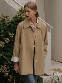 معطف قصير مبطن للنساء ذوات الحجم الكبير بياقة وشق خلفي، أنيق وكاجوال، مناسب للتنقل والأوقات الحرة، للربيع والخريف، عيد الميلاد