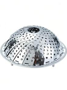 1pc Stainless Steel Adjustable Steamer Pot, Foldable Expandable Steamer Rack, Multi-Purpose Steamer Tray For Steaming Buns, Dim Sum - Silver - View 9