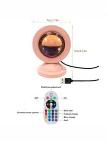 Sunset Projection LED Lamp - 16-Color RGB Night Light With 4 Modes, Sunlight/Sunrise/Rainbow Projector, Remote Control & USB-Powered For Photography, Home Decor, Camping, Christmas, Halloween, Weddings, Night Light Projector, Event Ambiance, Modern Circular Design, Lightweight Design - 多色光 - 查看 9