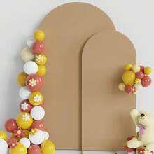 4ft, 5ft, 6ft, 6.6ft, 7.2ft Khaki Arch Backdrop, 2-Sided Spandex Fitted Arch Backdrop Fabric For Wedding Arch, Suitable For Birthday Party, Wedding Arch Decor (Arch Frame Not Included, Fabric Background Only)