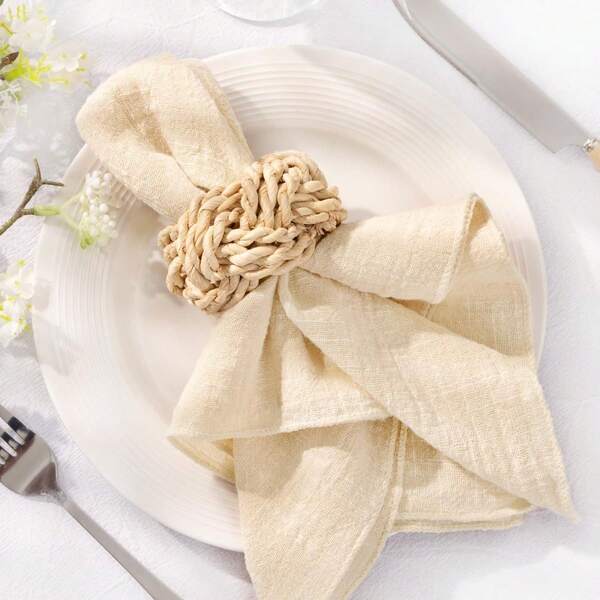 12pcs Solid Color Handmade Washable Reusable Napkins, 42*42cm/16.5*16.5inch, Suitable For Weddings, Outdoor Events, Party, Cafe, Fine Dining, Hotel, Food Photography, Daily Use