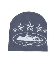 1 件百搭个性化极简主义五角星图案针织帽，适合外出、日常穿着、节日装扮冬季保暖 - 多色 - 查看 9