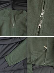 Warm Reversible Zip-Up Cardigan Sweater For Women, Autumn/Winter, Back To School Season