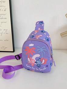 Disney 1个迷你腰包，时尚儿童小包，可爱零钱包，卡通史迪奇收纳包，迷你胸包，多功能收纳包，派对礼品零钱包，户外运动包 - 胸包 - 查看 14