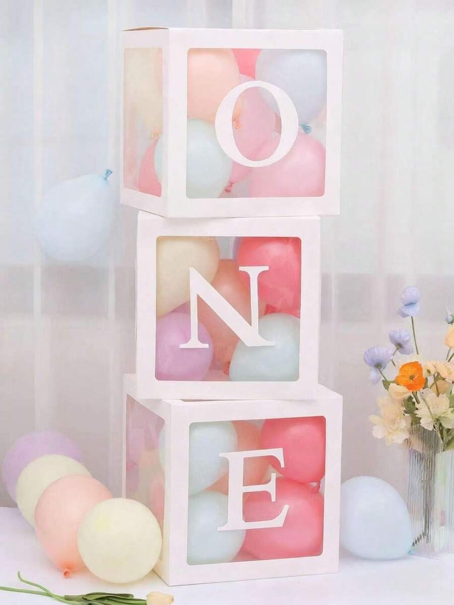Scatola trasparente per decorazione festa di compleanno, decorazione per gender reveal, scatola singola per palloncini, forniture per feste di compleanno, creazione di atmosfera, decorazione per feste di celebrazione - Bianco - Visualizzare 1