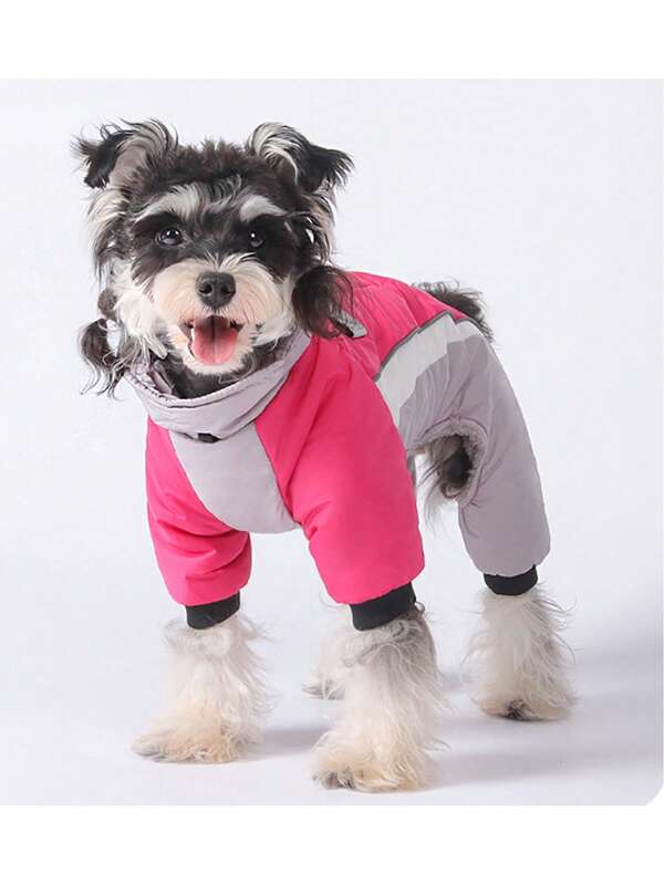 Vollkörper Hundemantel - Warme Fleecejacke für kleine Hunde, Rollkragen Wintermäntel mit Geschirr, reflektierender Hunde-Schneeanzug, winddichter Daunenjacke mit Beinen