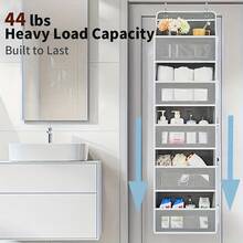 1PC Over-The-Door Organizer With 5 Large Pockets & 5 Mesh Side Pockets - Door Shelf & Clear Window Design - Anti-Tilt 44lb Capacity - For Bedroom/Bathroom/Pantry/Nursery - Xám - Xem 4