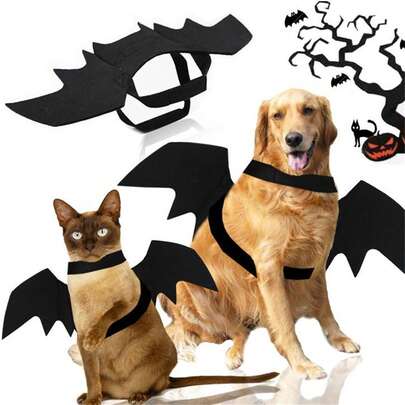1 pieza Disfraz de murciélago de fieltro para mascotas, adecuado para mascotas medianas y grandes, disfraz temático de Halloween
