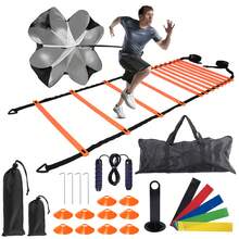 24pcs Speed Agility Training Set Include 12 Rung 20ft Agility Ladder 4 Steel Stakes 10 Cones With Carry Bag - Orange - View 12