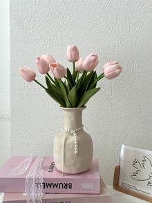 3 件郁金香人造花，适用于家居装饰、客厅卧室装饰仿真花、假植物、秋季装饰、房间、书桌、花园装饰、房间装饰用品、情人节、生日毕业礼物 - 藕粉色 - 查看 7