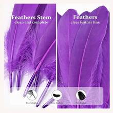 FeelfunFeather 120pcs Navy Blue Goose Feathers 6-8 Inch 15-20cm Decorative Natural Goose Nagoire Bulk Crafts Cosplay Wedding Party Halloween Home Decoration - Màu tím - Xem 7