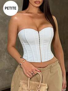Apperloth A Áo corset croptop trắng nhỏ, áo ngực quây hở lưng gợi cảm có gọng thép, áo định hình eo cho nữ, móc cài phía trước và dây buộc phía sau, thích hợp cho các lễ hội âm nhạc, đám cưới, tiệc tùng. - trắng - Xem 1
