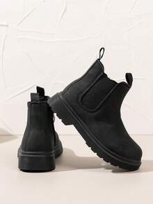 Children's Elastic Band Boots, Fashionable Casual Chelsea Boots, British Style For Autumn/Winter - Black - View 3