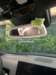 1pc Cute Turtle Plush Rearview Mirror Cover, INS Cartoon Female Rearview Mirror Decoration, Car Interior Accessory - Turtle Rearview Mirror - View 6