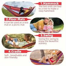 Hammock, Color Stripe Red Model Leisure Hammock Swing Thick Canvas Travel Essential, Outdoor Quilted Fabric Hammock, Camping Swing Hammoc