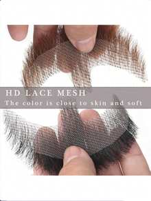 Fake Beard Realistic Full Hand Tied Goatee False Beards Lace Invisible Fake Mustache For Halloween Dressing Men Makeup Entertainment/Drama/Party/Movie Prop (Brown)