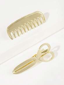 1 Piece Of Scissors And Comb Shaped Metal Hair Clip, Creative And Interesting Girls Hair Accessories, Cute Claw Clip, Hair Clip, Claw Clips, Hair Claws, Hair Slide, Hair Barrettes