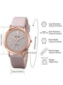 2 件/套女士时尚简约刻度表盘经典优雅石英腕表 + 心形手链，不含表盒