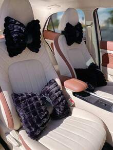 YITUMU Cuscino poggiatesta per auto - Morbido design a fiocco in peluche, cuscino invernale confortevole per sedile auto, cuscino di protezione per il collo, disponibile in più colori