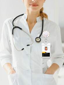 1pc Pearl Flower Nurse Retractable Badge Reel With ID Badge Card Holder Key Ring Cute Metal Teacher Badge Reel For Keys Keychain The Best Great Gift For Doctor Nurse Teacher Student Office Worker For Women Wallet Mini Wallet Purse Wallet Card Wallet